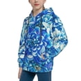 thumbnail image 2 of KLL Unisex Kids Boys Girls Hooded Pocket Pullover Hoodies-Vibrant Blue Floral, 2 of 5