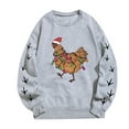 thumbnail image 4 of Shadoumai Christmas Chicken Graphic Sweatshirts For Women Crew Neck Pullover Cute Xmas Long Sleeve Crewneck Sweatshirt Pullover Tops, 4 of 5