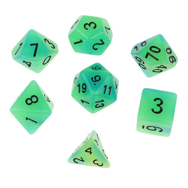 Juego De Dados Luminosos De 7 Piezas Para DND RPG Playing 1 Sunnimix Dados poliédricos