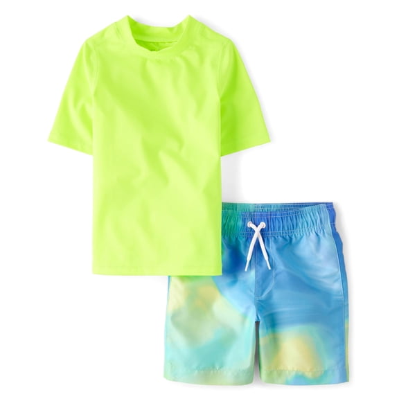 Traje de baño para niños The Children's Place conjunto de 2 piezas con camiseta rashguard para niños