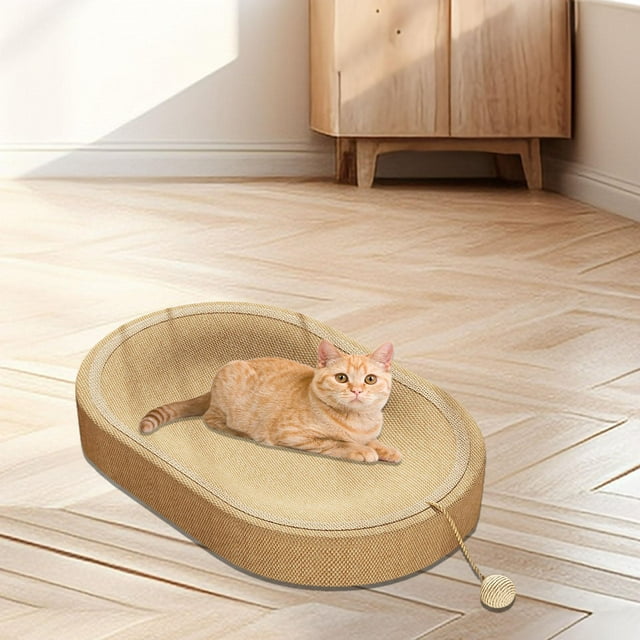 Rascador de Sisal para Gatos Salvador Almohadilla Rascadora con Pelota Cama Ovalada