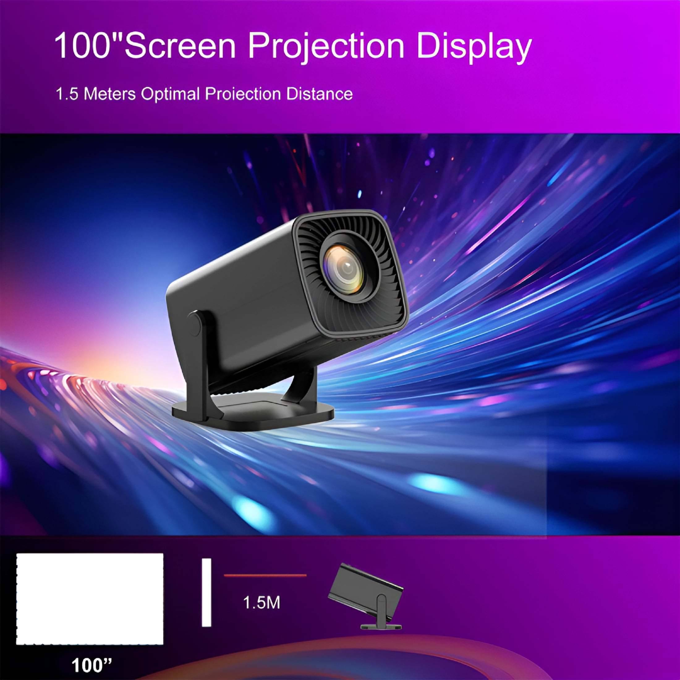 GJX Mini Projector Mini Portable Automatic Hd Projector Portable Outdoor/Indoor Movie Projector