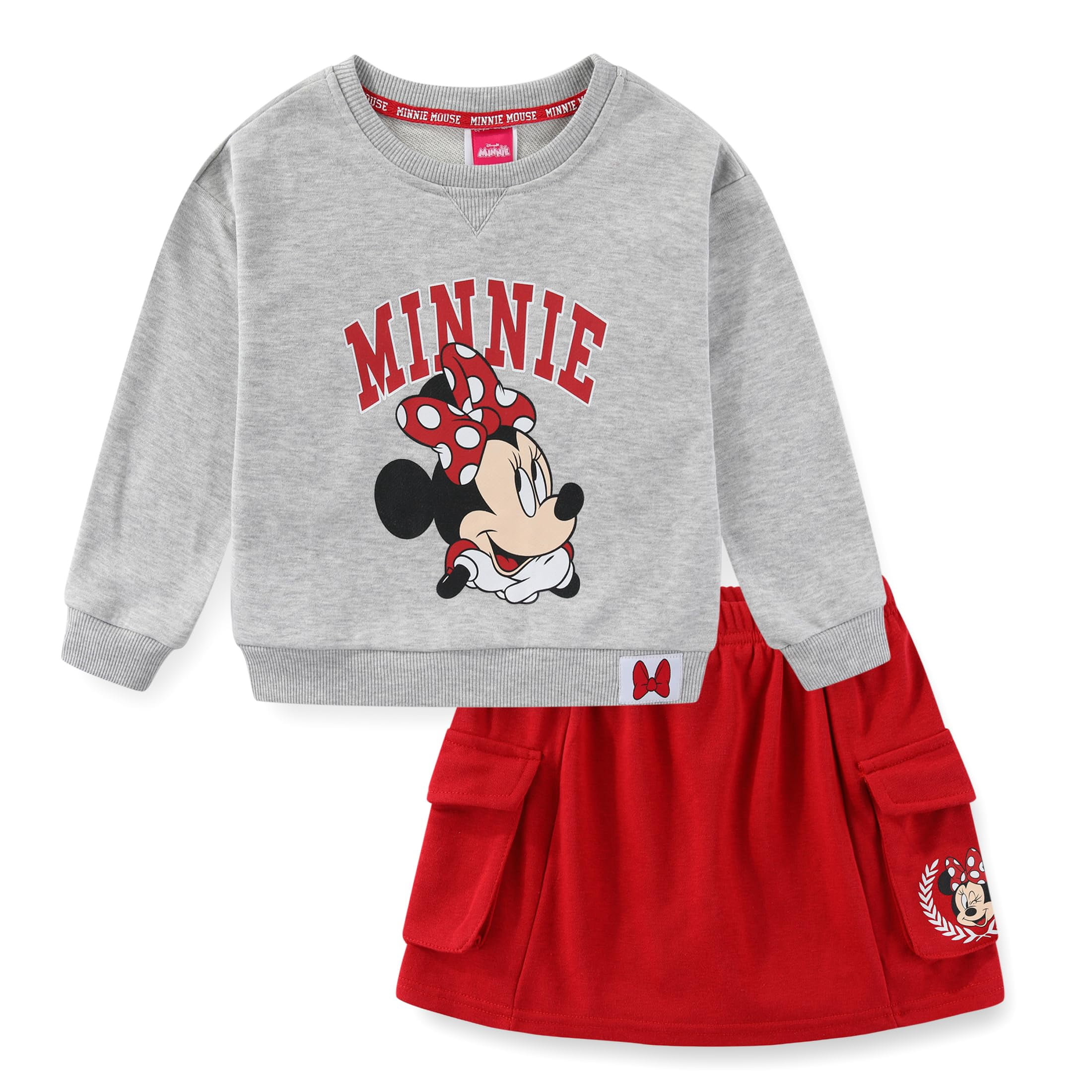 Disney Minnie Mouse French Terry Sweatshirt and Skort Skirt Set (Girls), 2 Piece Set, Sizes 2T-6