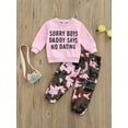 thumbnail image 3 of Kid Infant Baby Girl 2Pcs Fall Winter Outfit Letter Sweatshirt Pullover Top Camouflage Trouser Casual Clothes Set, 3 of 9