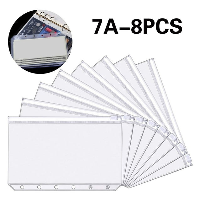 A7 Binder Pockets Plastic Binder Zip Document Holders Waterproof Loose Leaf