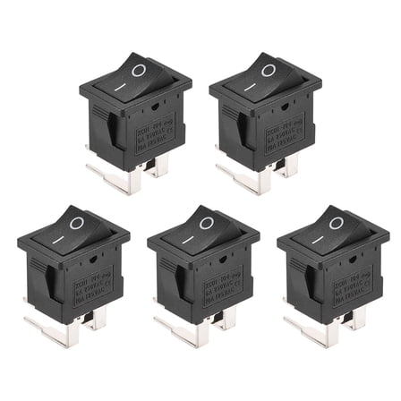 Mini Boat Rocker Switch Black Toggle Switch for Boat Car Marine 4pins ON/OFF AC 250V/6A 125V/10A, 5pcs