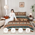 thumbnail image 3 of Homewish Bohemian Cowboy Twin Comforter Sets,Rustic Boho Stripes Bedding Set,Brown Teal,Light Gray Reversible,2pcs,1 Comforter and 1 Pillowcase, 3 of 7