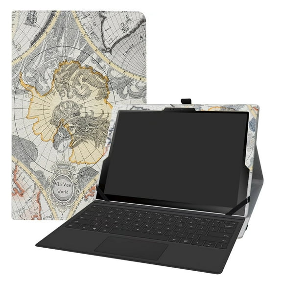 Labanema 12.0" Samsung Galaxy Book2 12 SM-W737AZSBATT Case, PU Leather Folio Stand Protective Case, Cover for 12.0" Samsung Galaxy Book2 12 SM-W737AZSBATT (Map White)