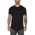 thumbnail image 2 of Men's Summer Solid Color Slim Fit Short Sleeve Round Neck Long Clothes Length Top, 2 of 5