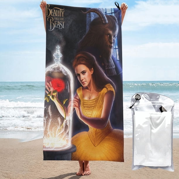 Toallas de playa de La Bella y la Bestia, toallas de baño absorbentes y ligeras de secado rápido, toalla de baño de microfibra ultra suave para viajes, playa, gimnasio, camping, yoga, picnics,