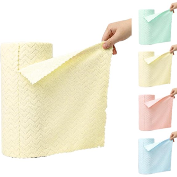 Starfreshi Microfiber Cloths- 1/3-Pack Microfiber Roll Tear-Away Reusable Kitchen Cleaning Cloth,Ultra-Absorbent & Lint-Free for Car, Glass & Multi-Surface Cleaning (Yellow,1PCS)