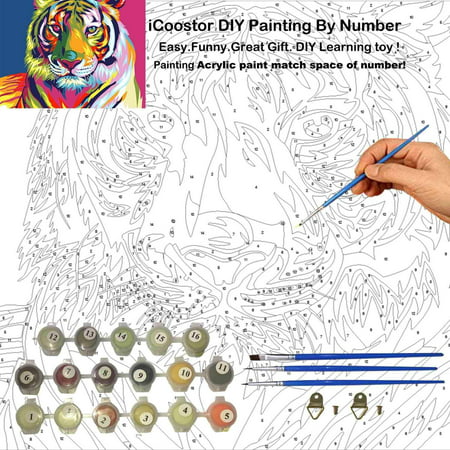 Paint By Numbers Diy Acrylic Painting Kit For Kids S Beginner 16 X 20 Colorful Tiger Pattern Canada - How To Diy Paint By Numbers