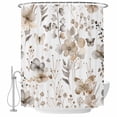 thumbnail image 2 of Brown Grey Floral Spring Waterproof Fabric Shower Curtain,Watercolor Botanical Butterfly Waterproof Fabric Shower Curtain for Bathroom Curtains Bathtubs Shower Curtains with 12 Hooks Small 36x78in, 2 of 8