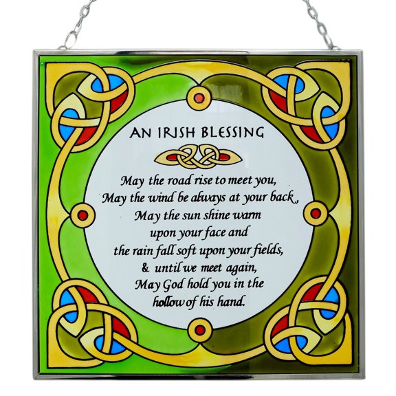 Irish Blessing Stained Glass Square Window Hang Suncatcher by Royal Tara