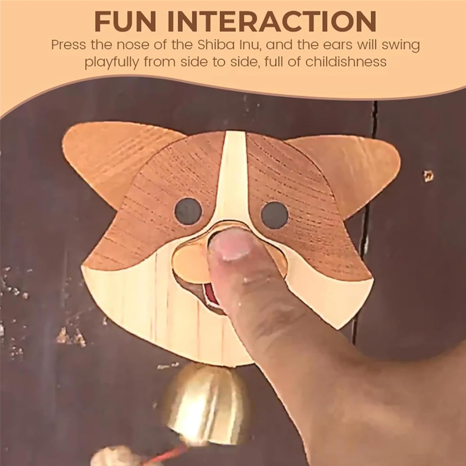 Wooden Shiba Inu Wind Chime Doorbell,Wooden Shiba Inu Doorbell,Wooden Shopkeepers Bell for Door Opening,Magnetic Doorbell Hanging Decoration Wind Chime for Patio Garden Home Decoration (1pc)