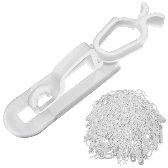 Christmas Light Clips All in One Clips 100Pack, Universal Gutter and Shingle Clip Hooks for Hanging C7, C9 and Lights,100 x Christmas Light Clips,Transparent White