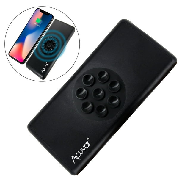 Acuvar Power Bank 10 000mah Portable Backup Battery Charger With Built In Wireless Charger Pad With Suction Cup Holder For All Apple Iphone Ipad Samsung Pixel And Many Other Digital Devices Walmart Com