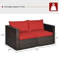 thumbnail image 2 of Patiojoy 2-Piece Patio Wicker Corner Sofa Set Rattan Loveseat with Removable Cushions Red, 2 of 7