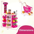 thumbnail image 3 of Costway 76 PCS Pretend Play Grocery Store Set with Shopping Cart Scale Scanner Light Sound Pink, 3 of 10