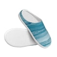 thumbnail image 3 of Balery Teal Turquoise Fluid Stripes Pattern Women's Fuzzy Memory Foam Slippers Fluffy Winter House Shoes Indoor and Outdoor-46/47, 3 of 7