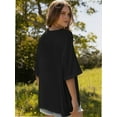 thumbnail image 2 of Oversized T Shirts for Women Short Sleeve Loose Fit Crewneck Summer Tops Casual Basic Rolled Sleeves Tee Shirt, 2 of 6