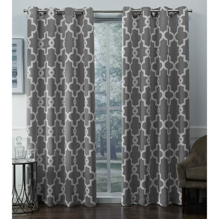 Exclusive Home Curtains 2 Pack Ironwork Sateen Blackout Grommet Top Curtain Panels