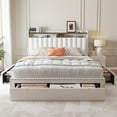 thumbnail image 4 of EnHomee Full Bed Frame with Drawers,Full Size Bed Frame with Storage Metal Bed Frame with Headboard Beige, 4 of 8