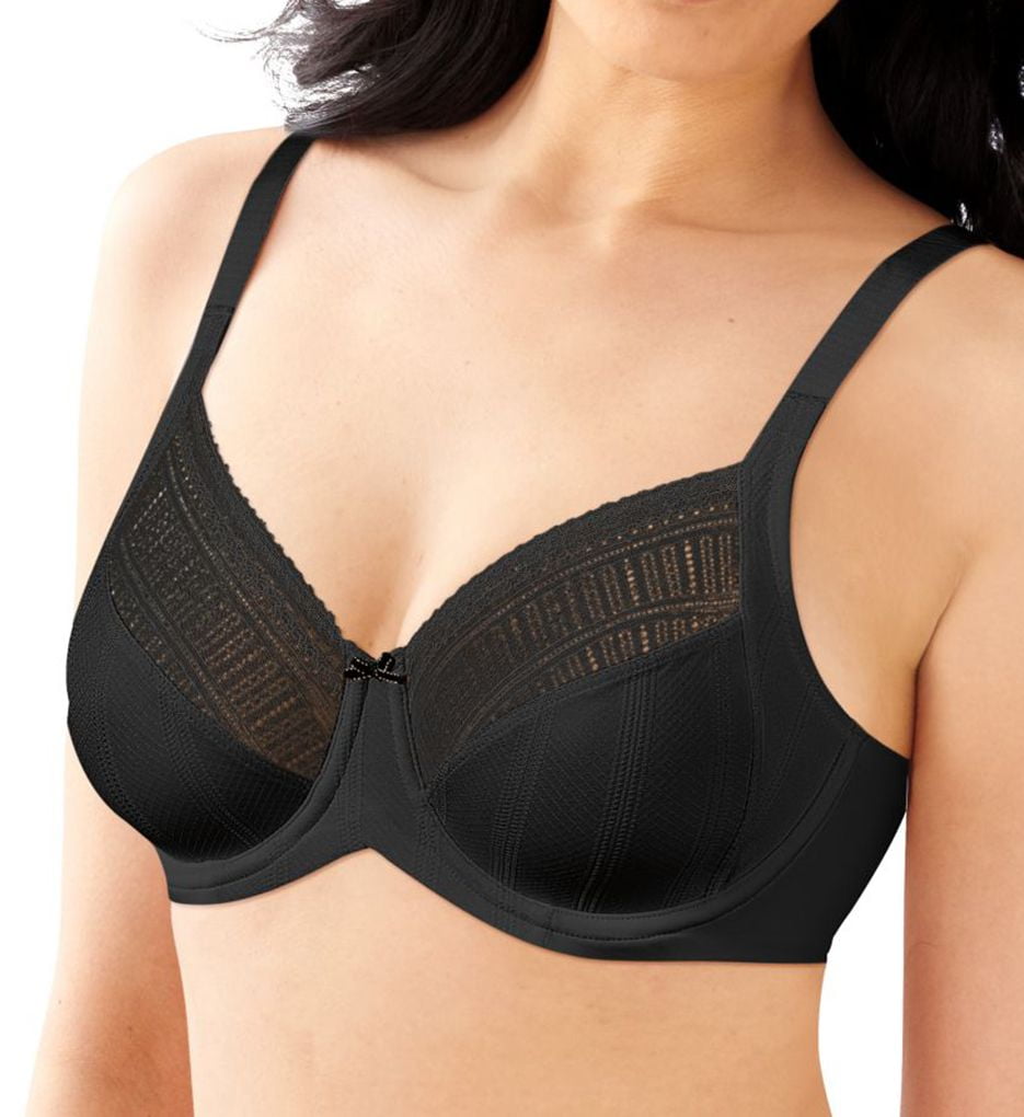 Women's Lilyette 0434 Enchantment 3 Section Mesh Minimizer Bra (Black