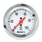 Sunpro CP8206 StyleLine Mechanical Oil Pressure Gauge - White Dial