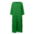 thumbnail image 3 of Women's 3/4 Sleeve Round Neck Layered Summer Large Size Maxi Dresses Sleeve Button Down Abaya Casual Dress Dubai Outfits Scarf Women Fashion Dresses for Girls Chiffon Hijab Chiffon Hijabs for Women, 3 of 4
