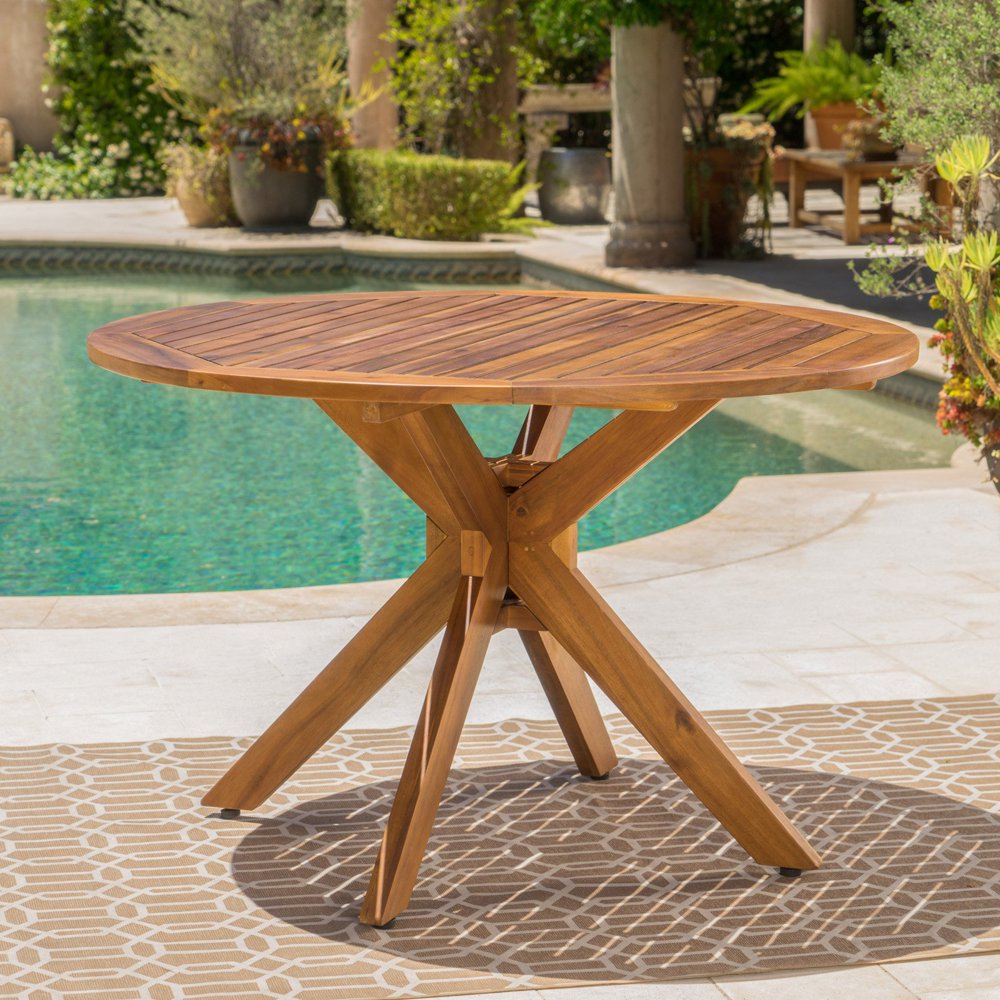 Stamford Outdoor Wood Round Dining Table