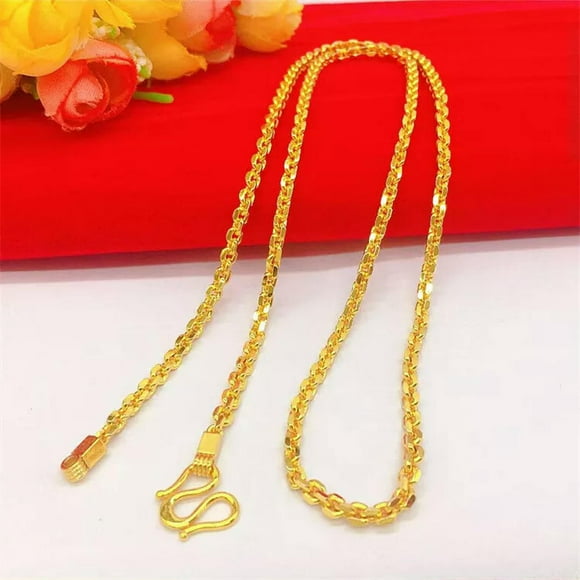 HOOUN 4MM Chain 22K 23K 24K Thai Baht Gold Filled Yellow GP Necklace 24inch Jewelry