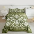 thumbnail image 2 of Manfei Gothic Skull 3 Pieces Queen Comforter Set for Teens Female Men,Gradient Green Ultra Soft Bedding Sets,Boho Damask Bedding Comforter Set,Ultra Soft Home Decor,Reversible, 2 of 8