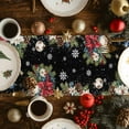 thumbnail image 3 of Burlap Table Runner 72 Inches Long,Christmas Gnome Santa Squirrel Cat Non-Slip Kitchen Table Runners for Dining Room Everyday Use Party Table Decorations Hanging Bell Botanical Poinsettia, 3 of 9