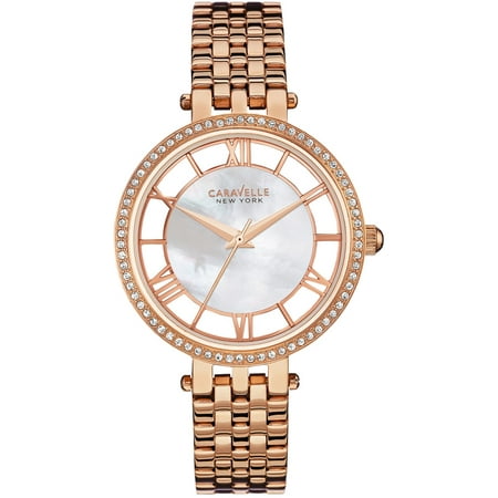 Caravelle New York Womens Stainless Steel Case and Bracelet Pearl Dial Rose Gold Watch - 44L171