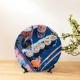 thumbnail image 6 of Picia Colorful Sushi Food Art Pattern Bone China Decorative Plate – Wall Decor with Stand and Adhesive, Elegant Ornament for Living Room, Office, or Entryway-7in, 6 of 6