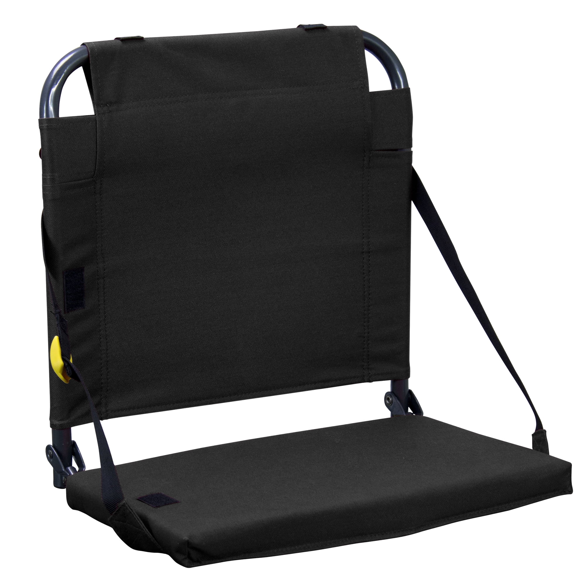 GCI Outdoor BleacherBack Black Stadium Seat with Adjustable Backrest & Buckle Strap