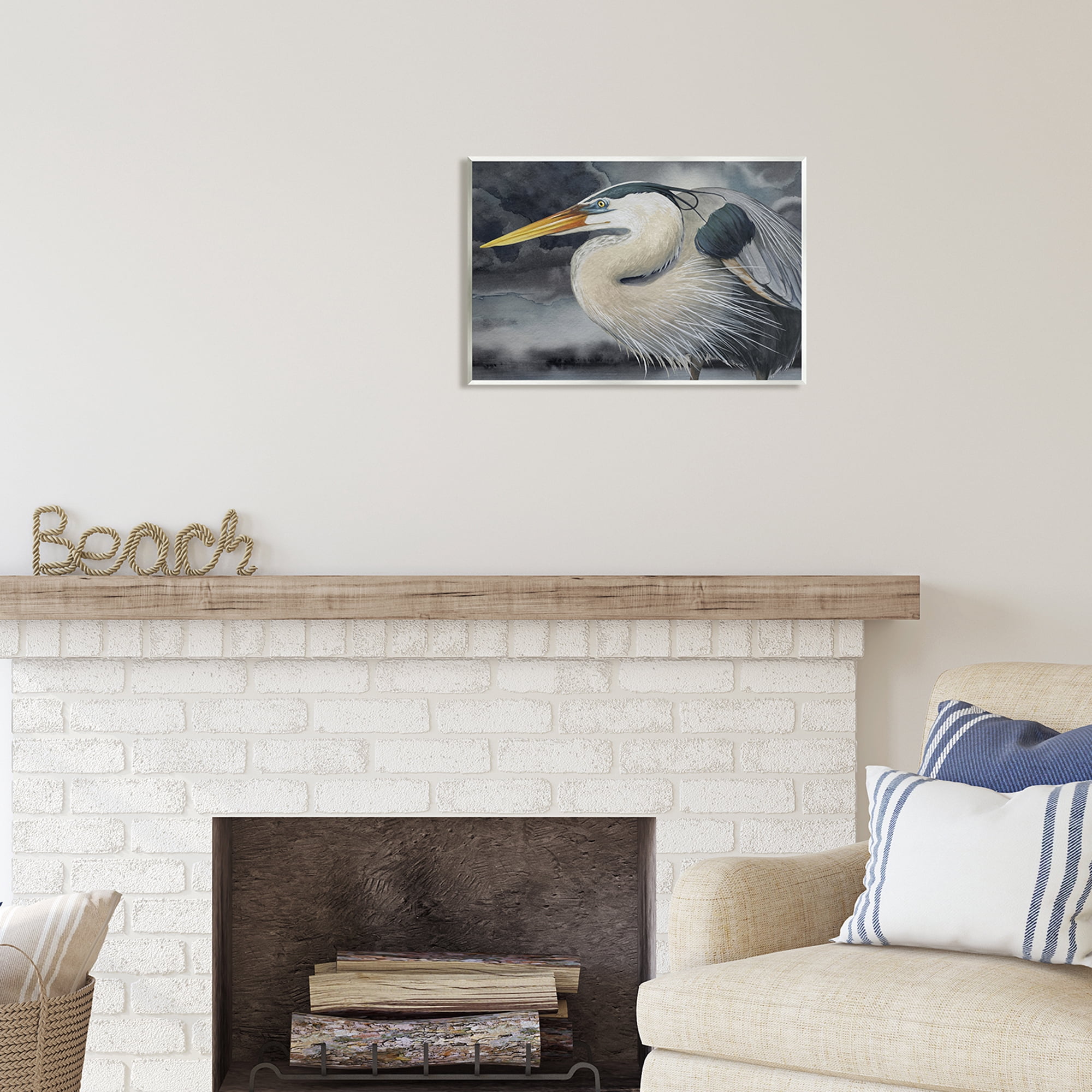 Stupell Industries Dark Heron Portrait Animals & Insects Painting Unframed Art Print Wall Art, 19 x 13