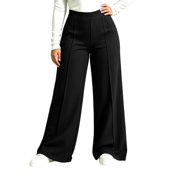 TEAJOPSUU Plus Size Yoga Pants for Women Wide Leg Stretchy High Waist Elastic Waisted Palazzo Pants Casual Daily Trousers XL-5XL Black