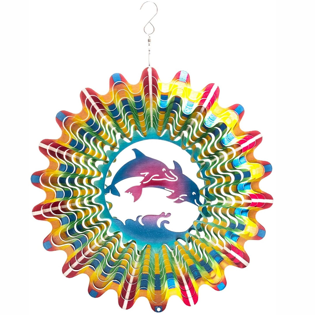 Wind Spinners Outdoor Large Hanging, Rainbow Dolphin Wind Spinner,3D