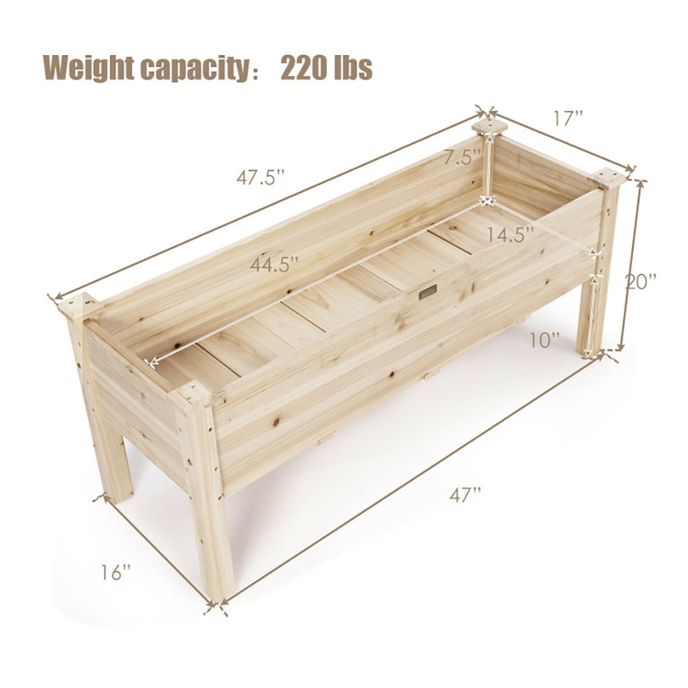 Spaco Raised Garden Bed Elevated Planter Box Wood for Vegetable Flower Herb, Outdoor Elevated Flower Box for Backyard/Patio/Gardener