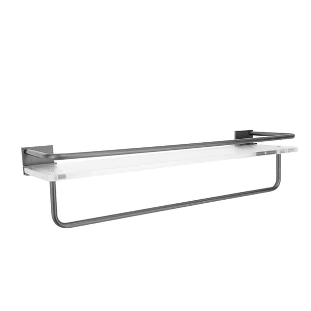 Toallero de Baño Acrílico de Aluminio, Soporte para Estante, Carrito de Ducha Ligero y Estable Montado en la Pared Con Ganchos, Organizador de Almacenamiento de Baño Pequeño de