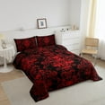 thumbnail image 2 of Adults Red Damask Bedding Set Antique Victorian Baroque Comforter Set Full Size,Gothic Vintage Floral Quilt Exotic Sugar Skull Duvet Insert,Gothic Bone Skeleton Bohemian Decor,Black, 2 of 5