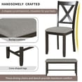 thumbnail image 6 of Harper & Bright Designs 6 Pieces Kitchen Upholstered Dining Table Set for 6 with Bench Wooden Rectangular Dining Table and 4 Chairs, Espresso, 6 of 12