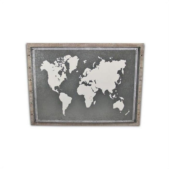 Oriana Painted Metal & Wood World Map Wall Decor