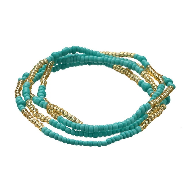 Women Waist Bead Chain Multi-layer Elastic Body Chain Belly Chain for Beach