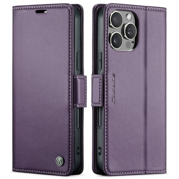 ShieldPlus Case Wallet for iPhone 16 Pro Max, RFID Blocking [3 Card Holder] Kickstand Shockproof TPU Interior Case, PU Leather Magnetic Flip Folio Cover Compatible with iPhone 16 Pro Max 2024,Purple