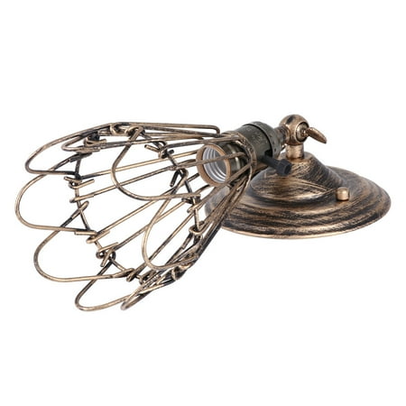 

1pc Rural Industrial Style Bedside Light Iron Cage Wall Lamp Flexible Night Light for Bedroom Living Room Without Bulb (Golden)