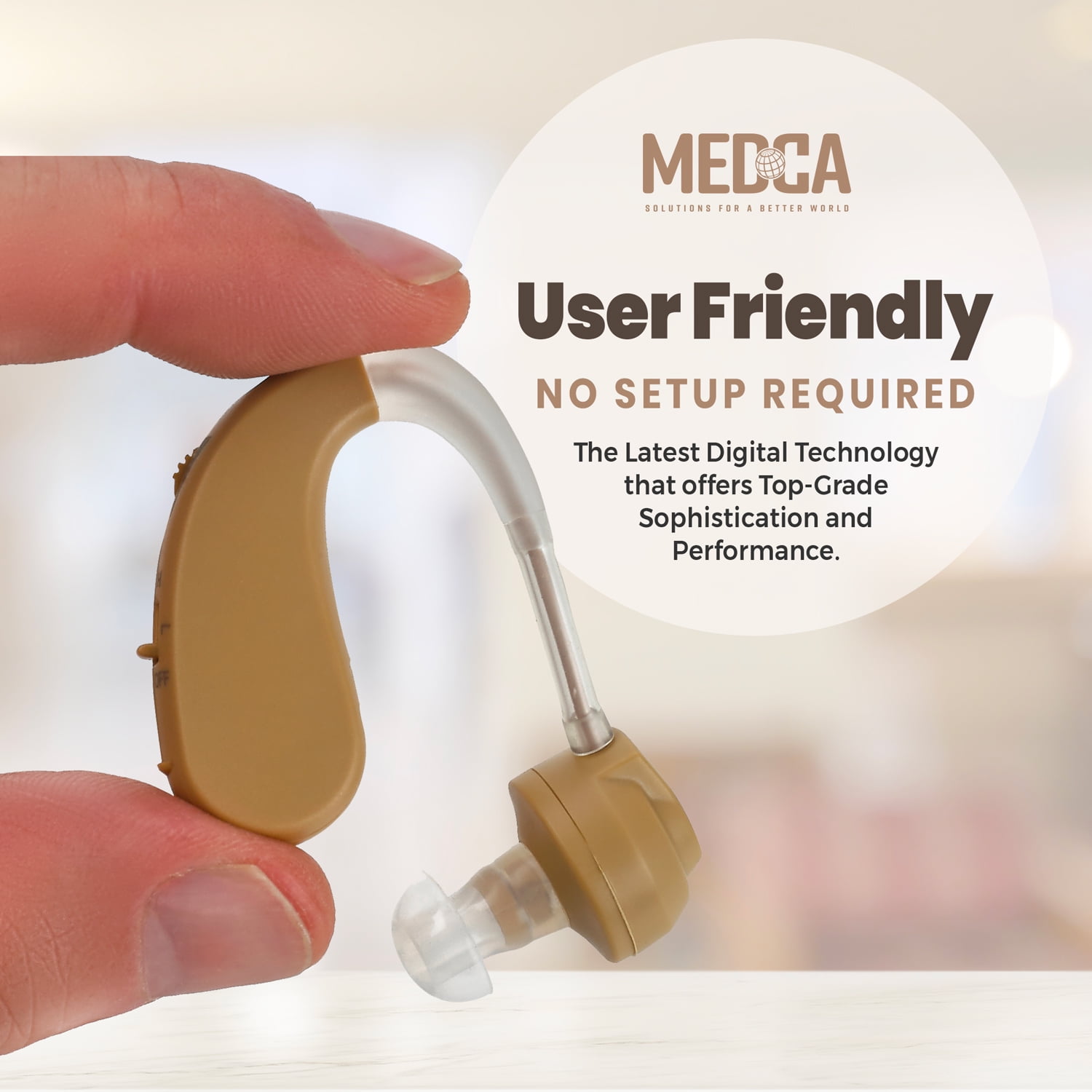 MEDca Small Personal Sound Amplifier with Noise Cancelling, Multicolor, 3-Pack