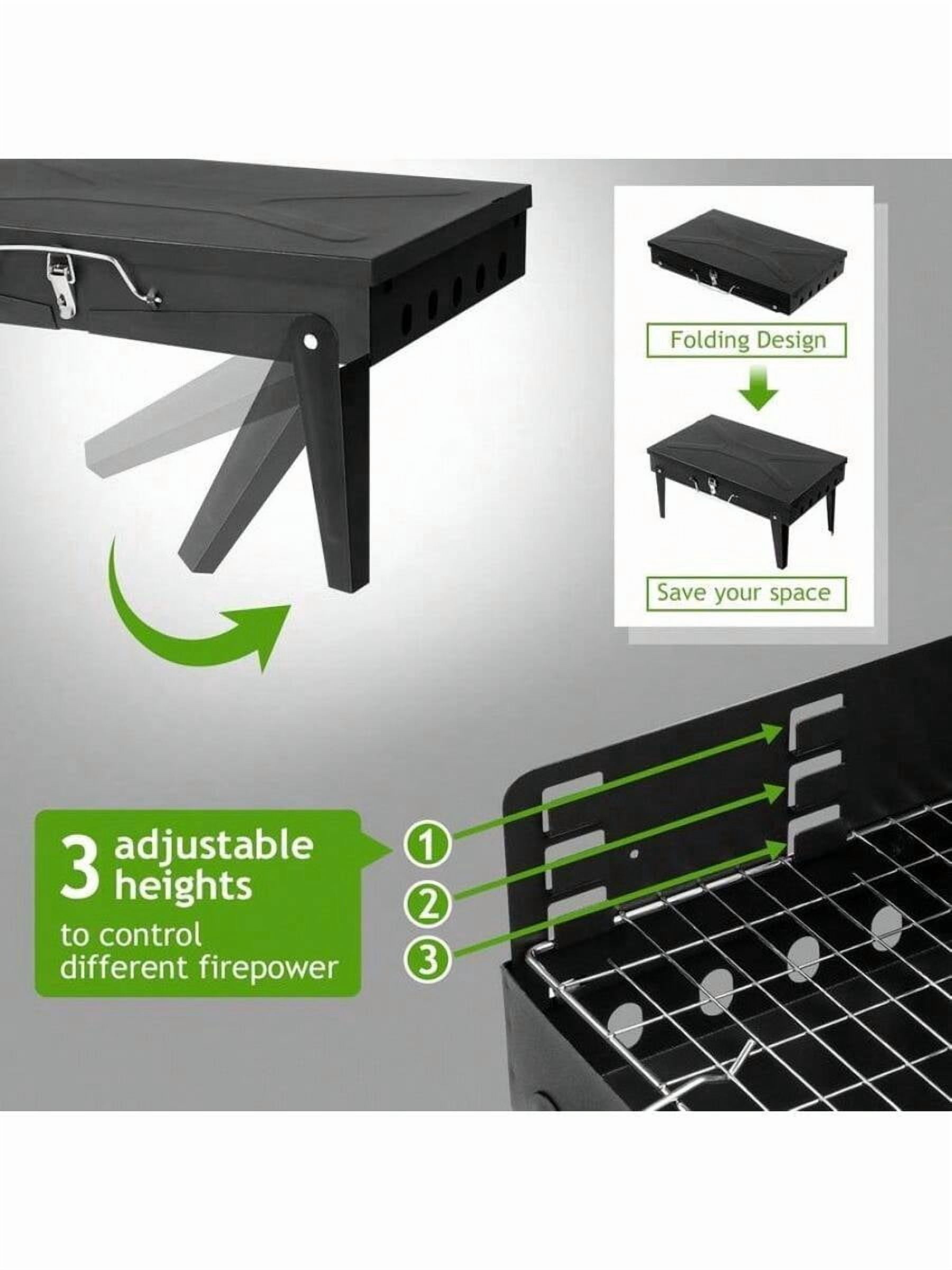 [XX]Tiny Small Portable Charcoal Grill, 17x10x18 In. Outdoor Foldable BBQ Grill With Barbecue Accessories & Lid For Cooking Camping Picnic Hiking Beach Party Patio Smokers